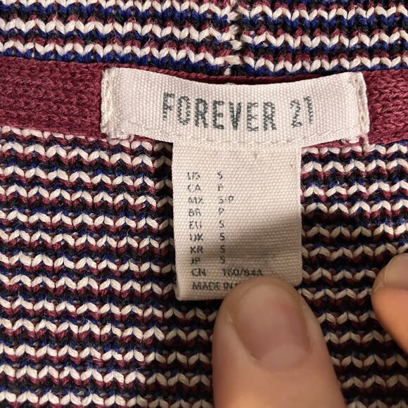 Forever 21 Cardigan Womens Small Boho Knit Aztec Open Sweater Pockets Layering - Picture 3 of 16